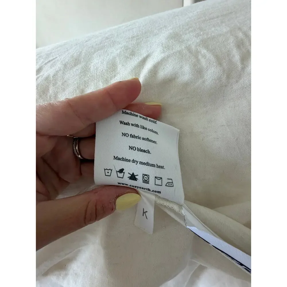 Cozy Earth Linen Duvet Cover King + Matching Shams Natural (flawed see details)